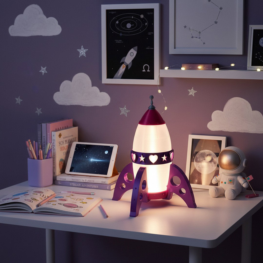 Rocket Lamp Stars and Hearts